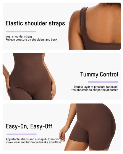 Snap Button Shaping Shorts Bodysuit