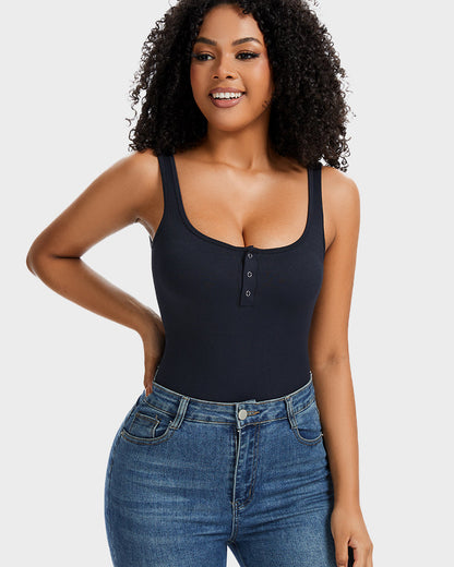 Snap Button Triangle Shaping Bodysuit