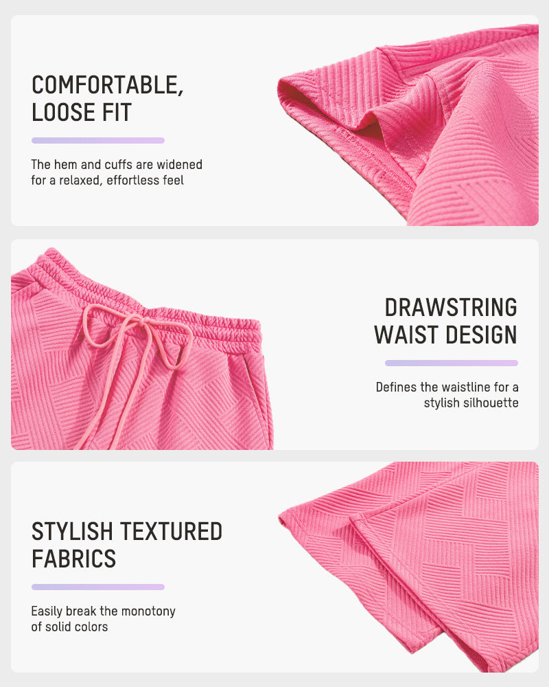 Textured Knit Two-Piece Lounge Set with Drawstring Waist