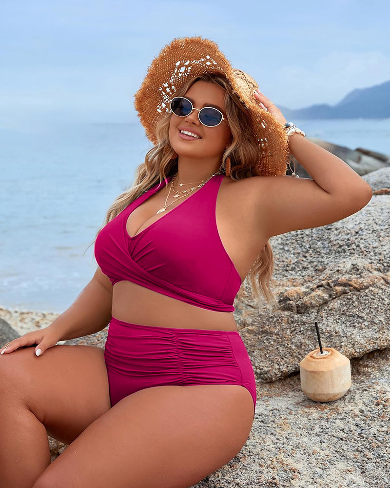 Tummy Control Bathing Suits Modest High Waisted Bikini Sets