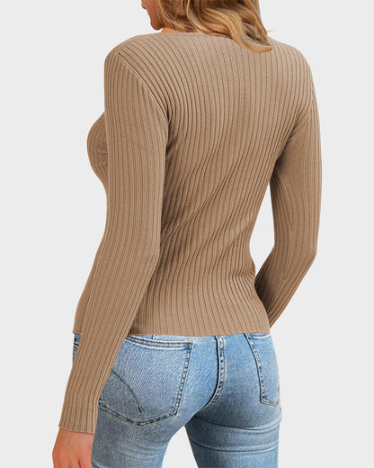 Twist Front Cutout Knit Sweater