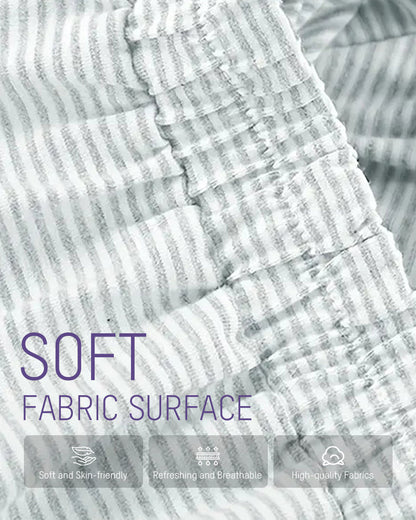 Two-Piece Striped Pajama Set with T-Shirt & Side-Split Shorts