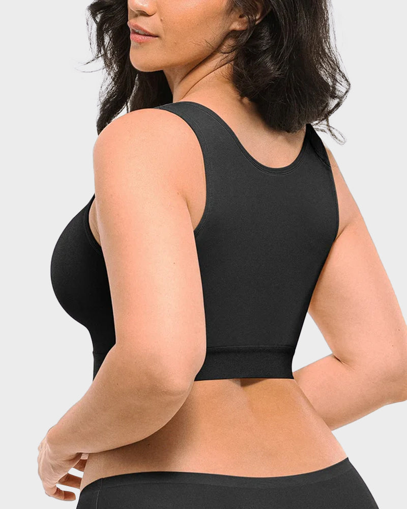 Unlined Front Close Wireless Back Support Bra