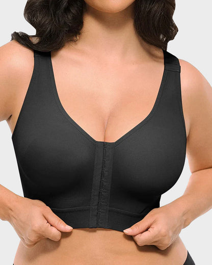 Unlined Front Close Wireless Back Support Bra