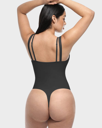 V-Neck Lace Thong Shapewear Bodysuit