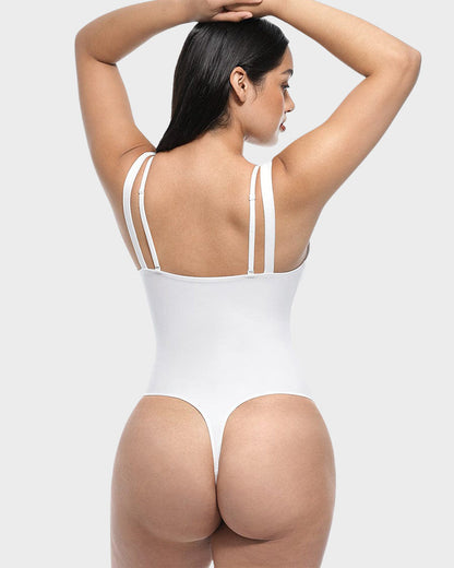 V-Neck Lace Thong Shapewear Bodysuit