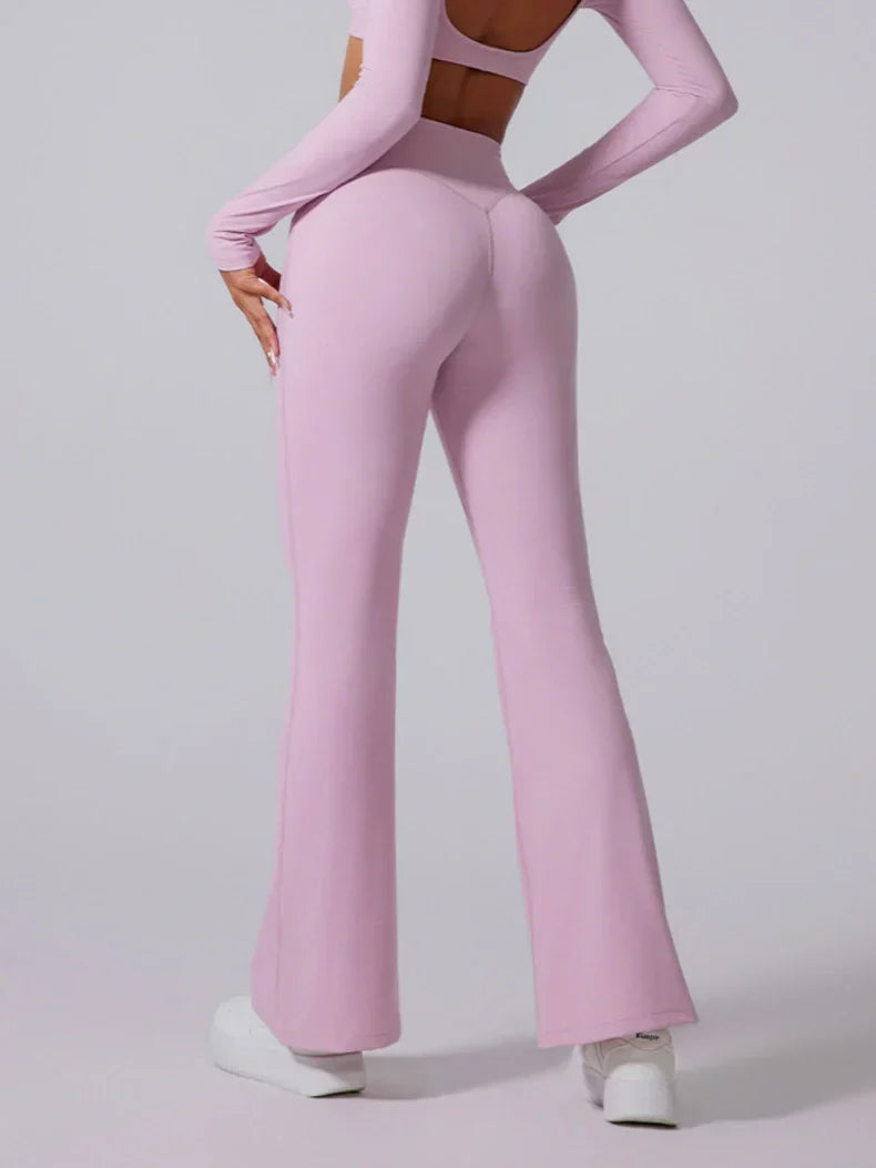 Side Ruching Flared Leggings