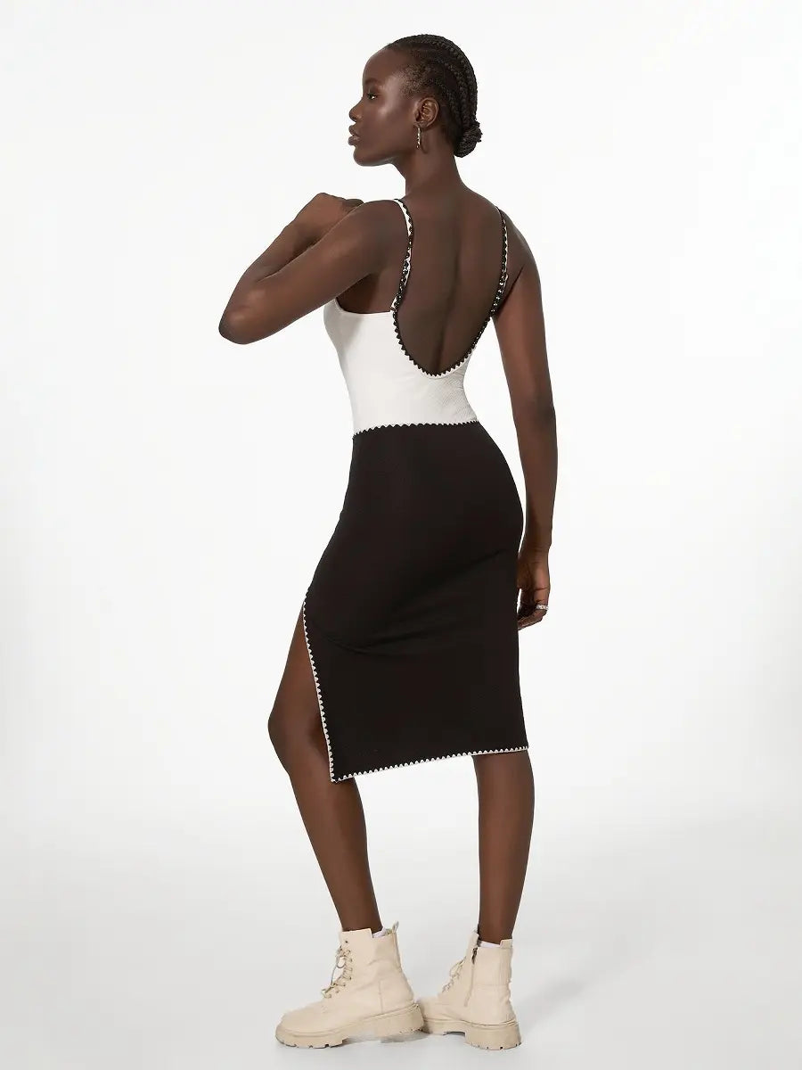 Noir Blanc - Simple One Piece with Pencil Skirt