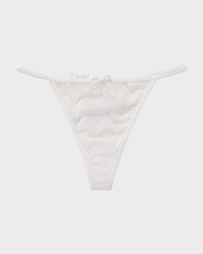 Lace-Trim Mesh V-String Panty