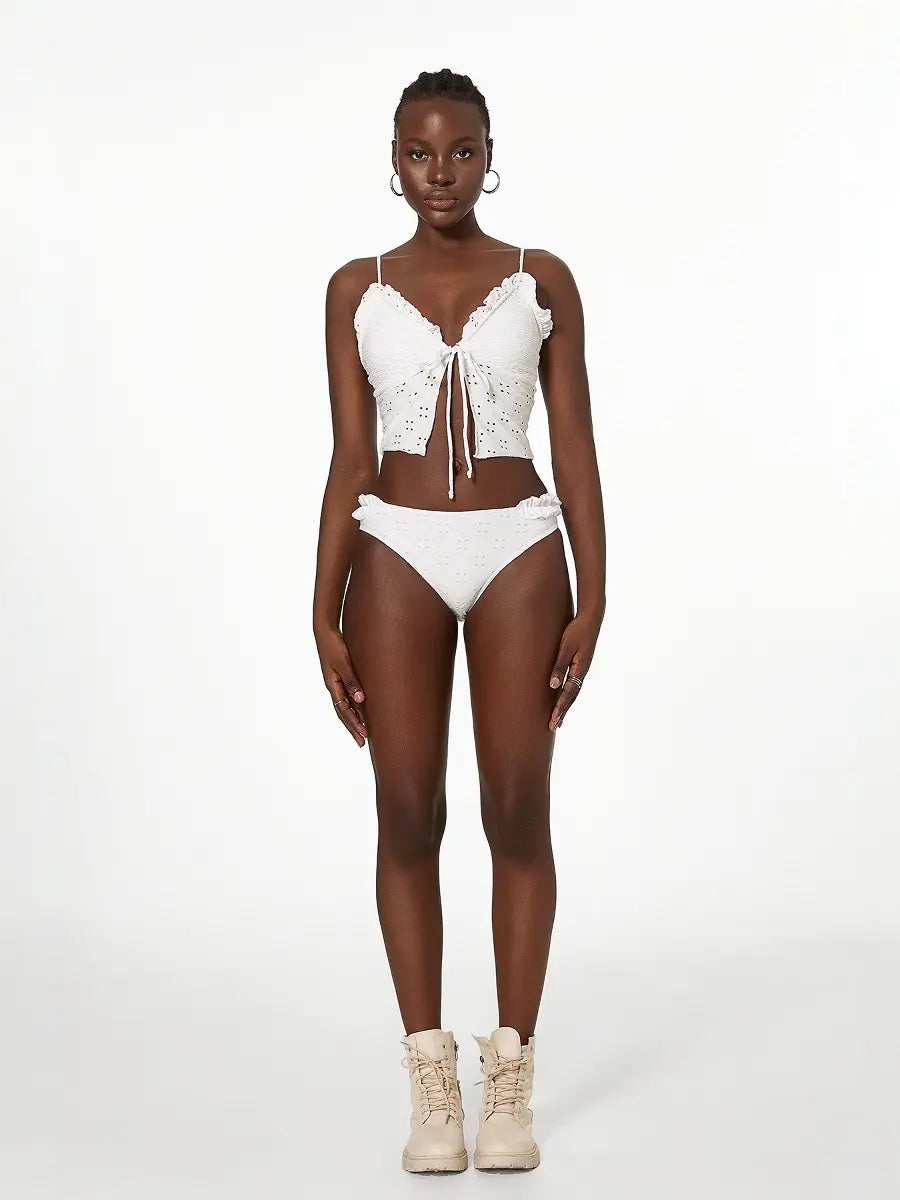 Noir Blanc - Ruffle Knot Bikini