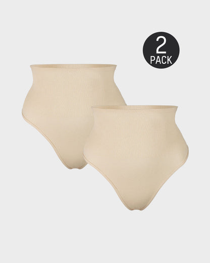 Mid-Waist Tummy Control Thong Panty (2 Pack)