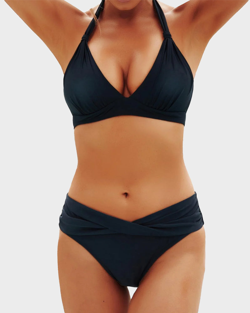 Vintage Halter Neck Bikini Swimsuit Set