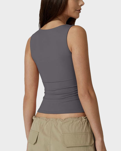 Square Neck Basic Fitted Tank Top